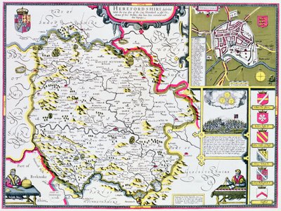 Herefordshire, gravé par Jodocus Hondius (1563-1612) de 